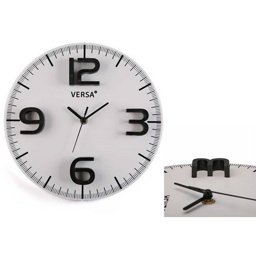 RELOJ PARED VERSA BLANCO/NEGRO 3D REDONDO 28.5CMS